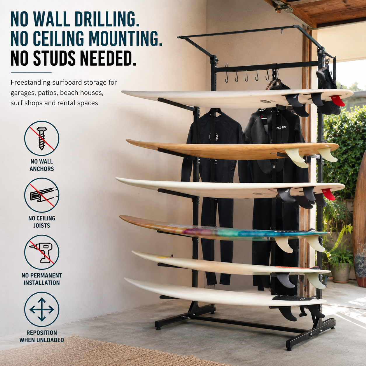 G-Surf PRO | Holds 8 Boards and Gear | Indoor-Outdoor