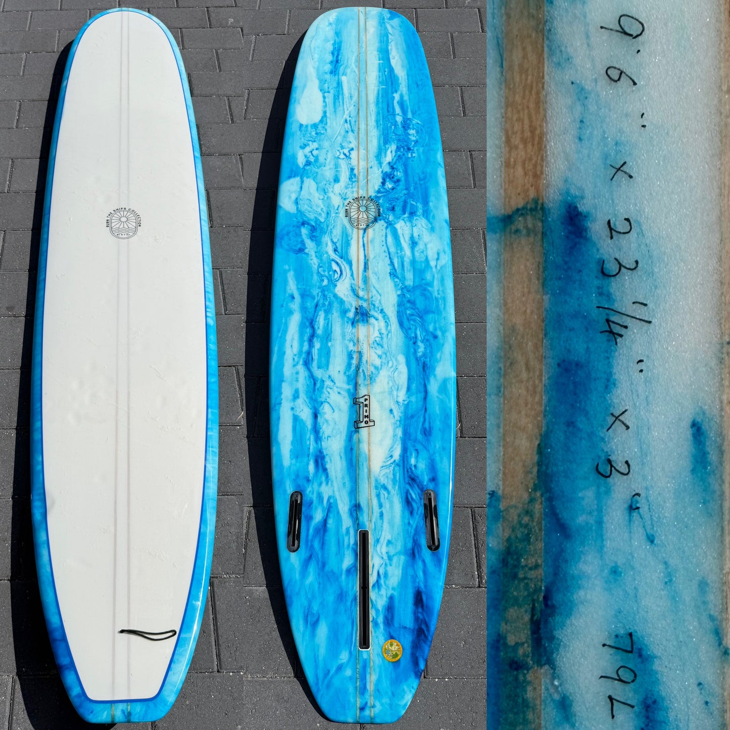 9'6" Primo Longboard - Resin Swirl Surfboard - 79L