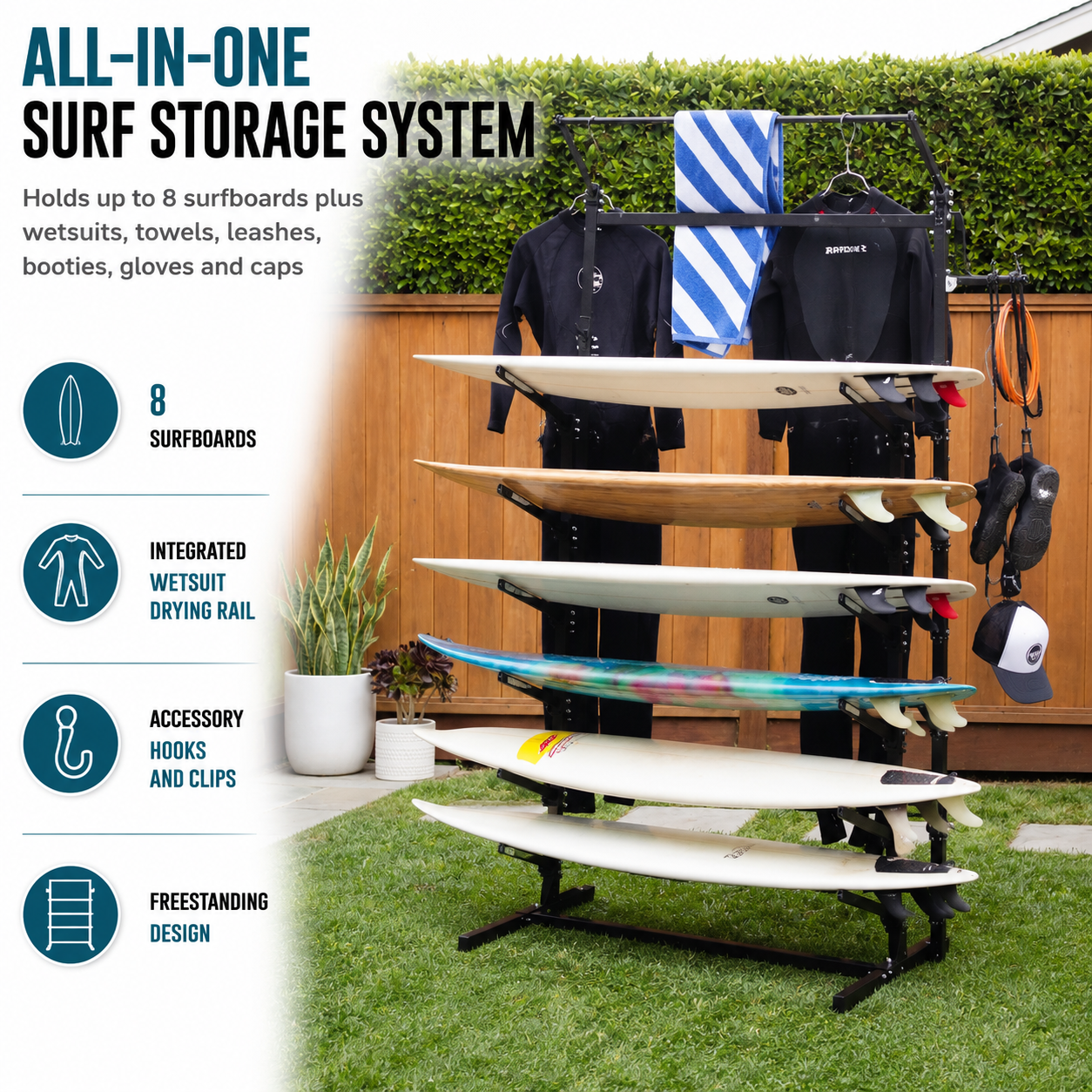 G-Surf PRO | Holds 8 Boards and Gear | Indoor-Outdoor