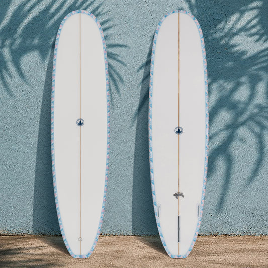 The Baby Log Beginner Longboard Surfboard – Floral Blue - Ships 10/6/26