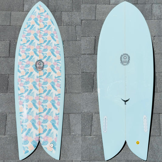 5’5” The Finlet Twin Fin Fish Surfboard - Floral Cutlap