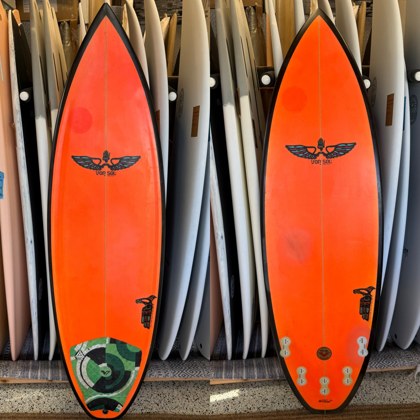 5'7" Von Sol Shadow Surfboard - 28L