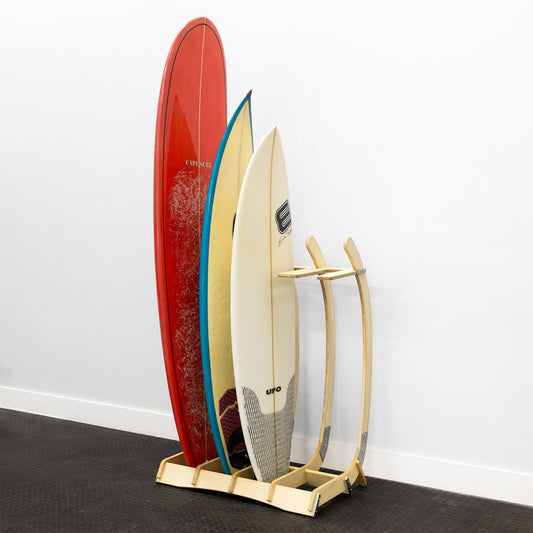 Big Sur Surfboard Storage Wood Stand | Holds 4 Surfboards